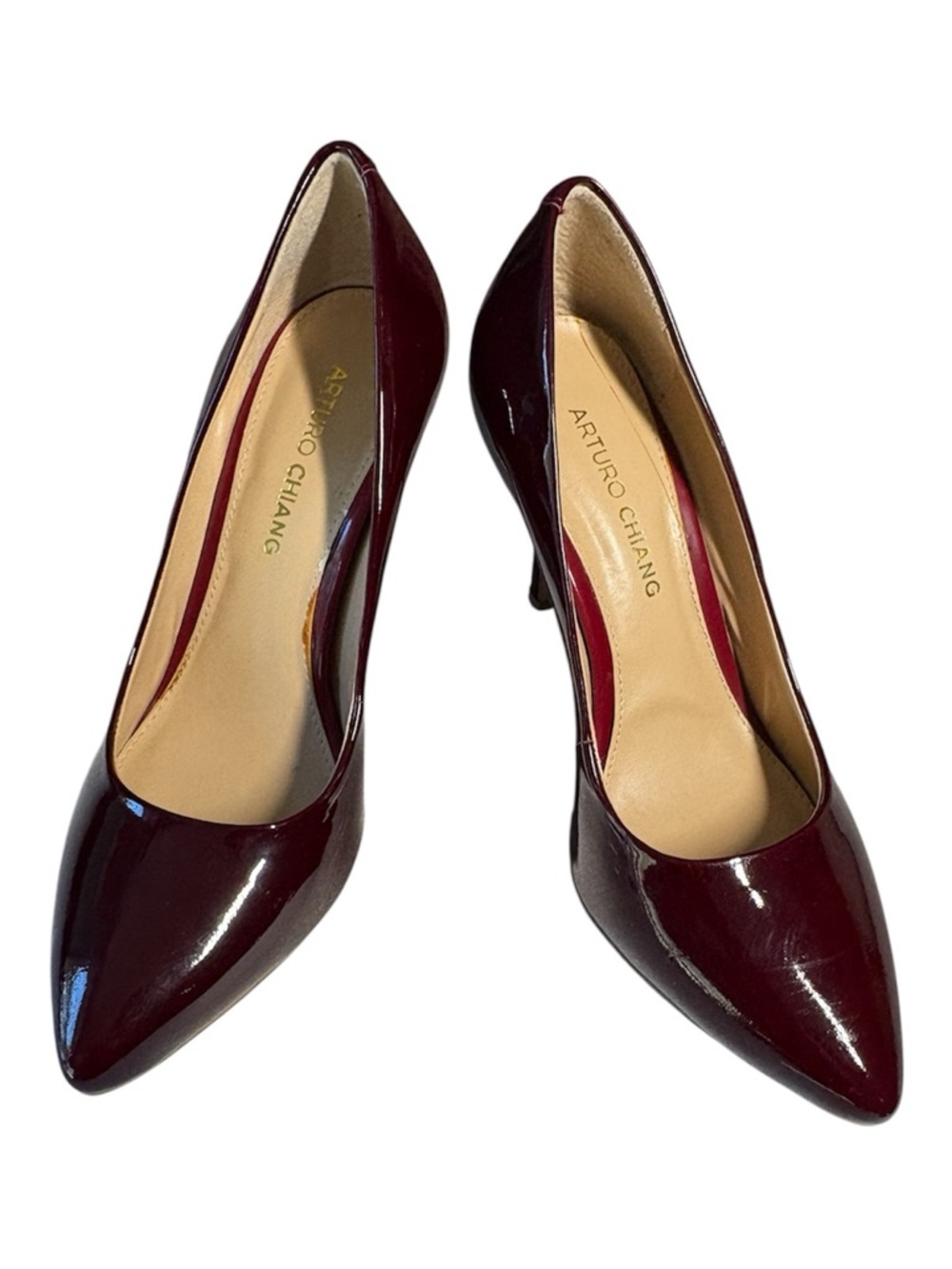 Arturo Chiang Pointed-Toe Pumps. Size 7.5 M. Burgundy - Picture 2 of 8